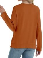 Women's Long Sleeve T-Shirts Solid Color Loose Fit Cute Basic Flowy Tops Spring Fall Casual Blouse - Image 2
