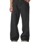 Plaid&Plain Men's Hip Hop Baggy Jeans Casual Wide Leg Y2k Skateboard Vintage Denim Pants Streetwear