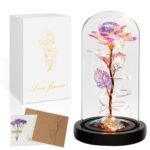 Childom Valentines Day Rose Gifts for Her,Birthday Gifts for Women Mom Mothers Day,Flowers for Delivery Prime,Colorful Light Up Rose in A Glass Dome,Anniversary Valentines Roses Gift for Wife Daughter