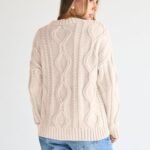 Trendy Queen Women's Oversized Cable Knit Crewneck Sweaters
