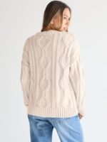 Trendy Queen Women's Oversized Cable Knit Crewneck Sweaters - Image 2