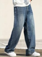 Men's Baggy Hip Hop Jeans Wide Leg Skater Denim Pants Casual Loose Fit Long Trousers Streetwear - Image 5