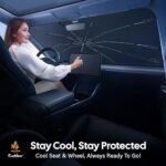 EcoNour Umbrella Windshield Sun Shade for Car | Foldable Umbrella Sun Shield | UV & Heat Protection for Front Window Shade with Storage Pouch | Fits Sedans Truck & SUVs | Medium 57"x 33" Visit the EcoNour Store - Image 3