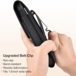 ykooe Holster Compatible with iPhone Pro Max (16 15 14 13 12 11) Galaxy Plus/FE (S25 S24 S23 S22 S21), Nylon Cell Phone Belt Holder Case with Clip and Leather Card Pouch for Men, Black -L - Image 3