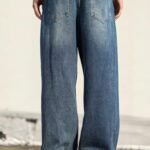 Men's Baggy Hip Hop Jeans Wide Leg Skater Denim Pants Casual Loose Fit Long Trousers Streetwear