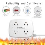 6 Ft Surge Protector Power Strip - 8 Widely Outlets with 4 USB Ports, 3 Side Outlet Extender with 6 Feet Extension Cord, Flat Plug, Wall Mount, Desk USB Charging Station, ETL,White - Image 4