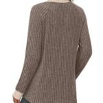 WIHOLL Long Sleeve Shirts for Women Lightweight Sweaters Fall Outfits 2025 Color Block Winter Clothing Dressy Casual Soft