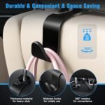 Amooca Car Seat Headrest Hook 4 Pack Hanger Storage Organizer Universal for Handbag Purse Coat fit Universal Vehicle Car Black S Type - Image 2