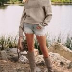 LILLUSORY Womens Off The Shoulder Sweater Oversized Batwing Sleeve Loose Pullover Sweaters Tops