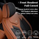 Coverado Seat Covers, Car Seat Covers Full Set, Leather Seat Covers for Cars, Automotive Seat Covers Car Seat Protector Car Accessories Fit for Most Sedans SUV Pick-up Truck(Black&Brown) - Image 7