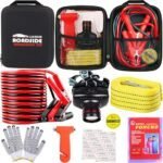 Car Roadside Emergency Kit, with Jumper Cables Automotive Kit,Car Safety Roadside Assistance Kit Headlamp,Tow Straps, Safety Hammers, Rainwear, Gloves.Black Visit the LIANXIN Store - Image 6
