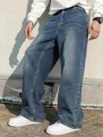 Men's Baggy Hip Hop Jeans Wide Leg Skater Denim Pants Casual Loose Fit Long Trousers Streetwear - Image 6