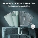 QWB TUMAAOTU Inverted Umbrella with Carabiner Handle, Compact Wind Proof Umbrellas For Rain and Sun Protection, Portable Reverse Folding Umbrella, Car Umbrella for Women Men, 10 Ribs