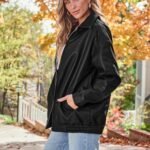 AUTOMET Women's Oversized Faux Leather Jacket - Fall Motorcycle Style Coat with Zipper Closure