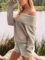 LILLUSORY Womens Off The Shoulder Sweater Oversized Batwing Sleeve Loose Pullover Sweaters Tops - Image 5