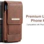 Phone Holster with Belt Clip for iPhone 17/16/15/14/13/12 Pro Max & Plus, Galaxy S25/S24/S23/S22 Ultra & Plus, Premium Leather Pouch with Card Holder, Magnetic Closure, Rugged Outdoor Case - L Brown