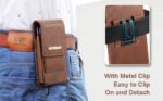 Phone Holster with Belt Clip for iPhone 17/16/15/14/13/12 Pro Max & Plus, Galaxy S25/S24/S23/S22 Ultra & Plus, Premium Leather Pouch with Card Holder, Magnetic Closure, Rugged Outdoor Case - L Brown - Image 3