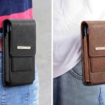 Phone Holster with Belt Clip for iPhone 17/16/15/14/13/12 Pro Max & Plus, Galaxy S25/S24/S23/S22 Ultra & Plus, Premium Leather Pouch with Card Holder, Magnetic Closure, Rugged Outdoor Case - L Brown