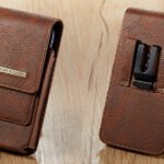 Phone Holster with Belt Clip for iPhone 17/16/15/14/13/12 Pro Max & Plus, Galaxy S25/S24/S23/S22 Ultra & Plus, Premium Leather Pouch with Card Holder, Magnetic Closure, Rugged Outdoor Case - L Brown