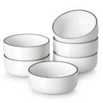 MALACASA Plates and Bowls Sets, 12 Pieces Modern Porcelain Dinnerware Set for 4 White Kitchen Dinner Dining Ware Set wtih Black Rim Ceramic Dishware Dishes Microwave and Dishwasher Safe, Series LUNA - Image 8
