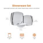 Amazon Basics 18 Piece Kitchen Dinnerware Set, Dishwasher and Microwave Safe, Square Plates, Bowls, Service for 6, Modern Beams - Image 4