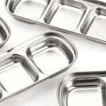 SOUJOY 4 Pcs Stainless Steel Sauce Dish, Divided Seasoning Sauces Dip Bowl, 1/2/3/4 Compartment Korean Ketchup Sauce Bowl, Vinegar Soy Spice Condiment Tray for Home Restaurant - Image 4
