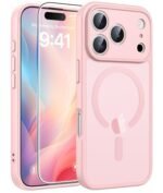 FNTCASE for iPhone 17 Pro-Max Case: [Compatible with Magsafe] Translucent Matte Cases with [Full Camera Protection] [Screen Protector] Military Grade Shockproof Protective Phone Cover - Light Pink - Image 6