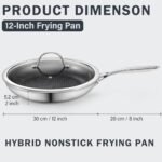Cooks Standard Hybrid Nonstick Frying Pan, 12-Inch Skillet, Multi-Ply Clad Stainless Steel Fry Pan with Tempered Glass Lids, Oven Safe, Compatible with All Stovetops