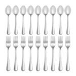 16 Pcs Forks and Spoons Silverware Set,Food Grade Stainless Steel Flatware Cutlery Set for Home,Kitchen and Restaurant,Mirror Polished,Dishwasher Safe - 8 Dinner Fork(8 inch) and 8 Teaspoon(6.5 inch)
