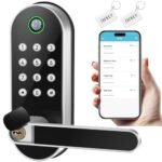 Fingerprint Smart Door Lock with Handle & Keypad – No More Lost Keys, Keyless Entry & Remote Access for Home, Kids, Airbnb & Rental Property, DIY Install, Alexa & Google Compatible