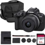 Canon EOS R50 Mirrorless Camera Kit – APS-C RF Camera with 18-45mm Lens, 4K Video, Dual Pixel AF II & Vari-Angle Touchscreen (5811C012) + Shoulder Bag + 64GB Memory Card