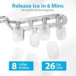 Aeitto Ice Maker Countertop 26lbs/24H, Ice Machine 8 Ice Cubes Ready in 6 Mins, 2 Sizes of Bullet Ice Portable Ice Makers with Basket & Scoop, Auto Self-Cleaning for Home/Kitchen/Office Stainless - Image 5