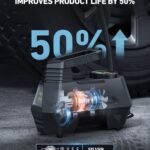 AstroAI Tire Inflator Portable Air Compressor Air Pump for Car Tires-Car Accessories, 9.8Ft Cord-12V DC-Powered Auto Pump with Digital Pressure Gauge, Emergency LED Light for Bicycle, Balloons, Yellow