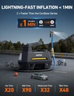 AstroAI Tire Inflator Portable Air Compressor Air Pump for Car Tires-Car Accessories, 9.8Ft Cord-12V DC-Powered Auto Pump with Digital Pressure Gauge, Emergency LED Light for Bicycle, Balloons, Yellow - Image 3