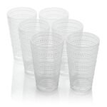 Santa Fe Clear Set of 6 Premium Acrylic Ice Tea Glass 22 oz – Unbreakable Drinkware with Textured Bubble Design, Shatterproof Tumblers for Indoor & Outdoor Use - Image 3