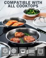 Cooks Standard Hybrid Nonstick Frying Pan, 12-Inch Skillet, Multi-Ply Clad Stainless Steel Fry Pan with Tempered Glass Lids, Oven Safe, Compatible with All Stovetops - Image 6