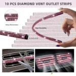 NBTEPEM 27-Piece Bling Car Accessories Set - Universal Fit Steering Wheel Covers, License Plate Frames, Phone Holder, Car Fast Charger, Coasters (Pink) - Image 3