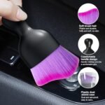 Ziciner Car Detailing Brush, Curved Soft Bristles Auto Removal Dust Collectors, Universal Vehicle Dashboard, Air Conditioner Vents etc Interior Cleaning Tool Accessories (Double Purple) - Image 2
