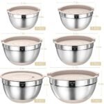 Mixing Bowls with Airtight Lids Set, 26PCS Stainless Steel Khaki Bowls with Grater Attachments, Non-Slip Bottoms & Kitchen Gadgets Set, Size 7, 4, 2.5, 2.0,1.5, 1QT, Great for Mixing & Serving - Image 6