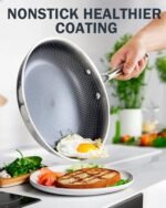 Cooks Standard Hybrid Nonstick Frying Pan, 12-Inch Skillet, Multi-Ply Clad Stainless Steel Fry Pan with Tempered Glass Lids, Oven Safe, Compatible with All Stovetops - Image 5