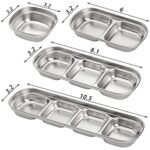 SOUJOY 4 Pcs Stainless Steel Sauce Dish, Divided Seasoning Sauces Dip Bowl, 1/2/3/4 Compartment Korean Ketchup Sauce Bowl, Vinegar Soy Spice Condiment Tray for Home Restaurant - Image 2