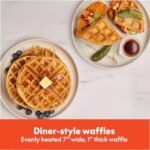 bella Flip-n-Store Waffle Maker with EverGood™ Ceramic Nonstick Coating, Fits-anywhere™ Kitchenware, Power Indicator Light, Cool Touch Handle & Cord Wrap, 7” Wide & 1" Deep Plates, 1000 Watt, Seaglass - Image 3