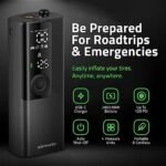 Airmoto Tire Inflator Portable Air Compressor - Air Pump for Car Tires with Digital Pressure Gauge, LED Light and Auto Shut-Off Function - Cordless Pump for Car, Motorcycle, Bicycle, Ball - Image 5