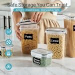 Airtight Food Storage Containers with Lids, Vtopmart 24 pcs Plastic Kitchen and Pantry Organization Canisters for Cereal, Dry Food, Flour and Sugar, BPA Free, Includes 24 Labels，Black - Image 5