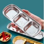 SOUJOY 4 Pcs Stainless Steel Sauce Dish, Divided Seasoning Sauces Dip Bowl, 1/2/3/4 Compartment Korean Ketchup Sauce Bowl, Vinegar Soy Spice Condiment Tray for Home Restaurant - Image 3